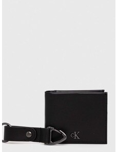 Kožená peňaženka + kľúčenka Calvin Klein Jeans pánsky, čierna farba