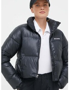 Bunda Columbia Puffect Cropped Jacket dámska, čierna farba, zimná, 2002491