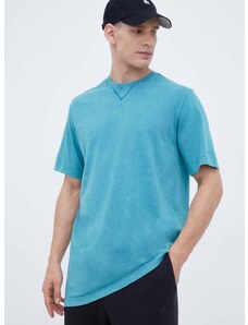 Bavlnené tričko adidas tyrkysová farba, vzorovaný