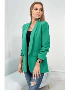 MladaModa Elegantné sako s nariasenými rukávmi model 9709 zelené