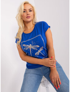 Fashionhunters Cobalt blue women's blouse plus size with application