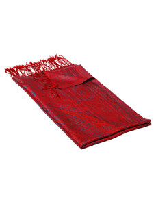 Pranita Hodvábny šál Super stredný červený s magentou a tmavozelenou farbou