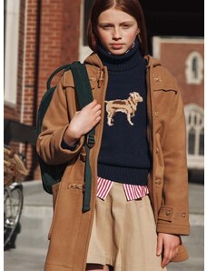 Detský bavlnený sveter Polo Ralph Lauren tmavomodrá farba, teplý