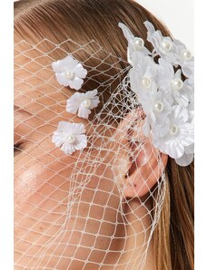 Trendyol Ecru Pearl Flower Detailed Bridal Hair Accessory