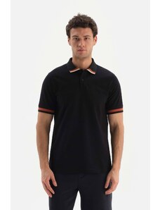 Dagi Black Polo Neck Pique T-Shirt