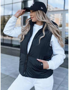 Women's quilted vest with hood POPLAR black Dstreet