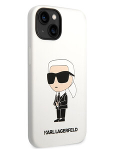 Apple iPhone 14 Plus Karl Lagerfeld Liquid Silicone Ikonik NFT-Hülle weiss KLHCP14MSNIKBCH