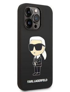 Apple iPhone 14 Pro Karl Lagerfeld Liquid Silicone Ikonik NFT-Hülle schwarz KLHCP14LSNIKBCK