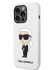 Apple iPhone 14 Pro Max Karl Lagerfeld Liquid Silicone Ikonik NFT-Hülle weiss KLHCP14XSNIKBCH