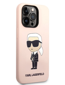 Apple iPhone 14 Pro Karl Lagerfeld Liquid Silicone Ikonik NFT-Hülle pink KLHCP14LSNIKBCP