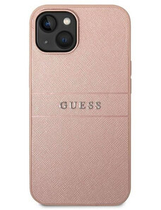 Apple iPhone 14 Plus Guess PU Leather Saffiano Abdeckung pink GUHCP14MPSASBPI