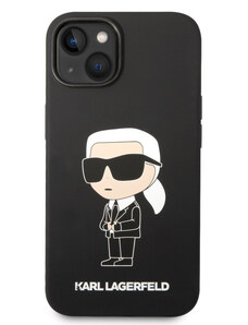 Apple iPhone 14 Karl Lagerfeld Liquid Silicone Ikonik NFT puzdro čierna KLHCP14SSNIKBCK