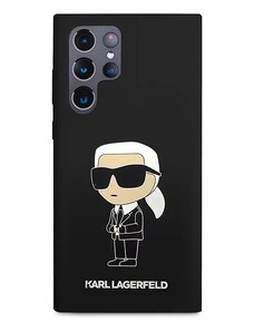 Samsung Galaxy S23 Ultra Karl Lagerfeld Liquid Silicone Ikonik NFT puzdro čierna KLHCS23LSNIKBCK