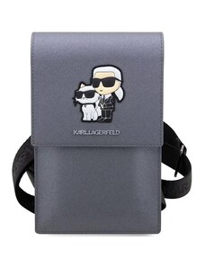 Karl Lagerfeld Saffiano Metal Logo NFT Wallet Phone Bag silber KLWBSAKCPMG
