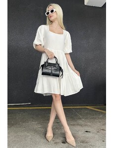 Madmext White Basic Short Dress with Open Back