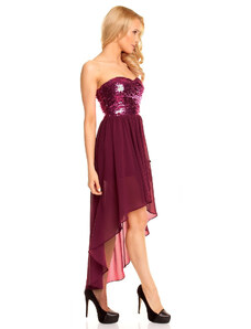 Dámske spoločenské šaty korzetové MAYAADI s asymetrickou sukňou fialové - Fialová - MAYAADI