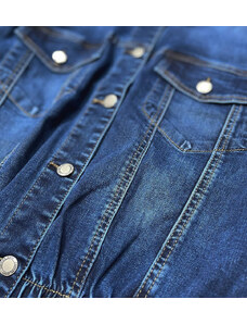 P.O.P. SEVEN Tmavo modrá dámska džínsová netopierie bunda (5668-K)