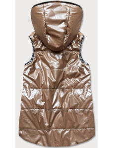 S'WEST Svetlo hnedá dámska rozšírená obojstranná vesta (B8006-46)