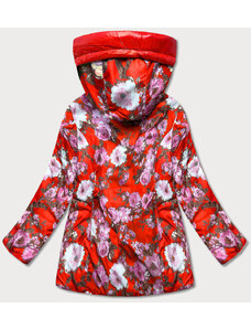 MINORITY Červená obojstranná dámska kvetovaná bunda (PC-6105-16)
