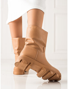 SEASTAR Exkluzívní dámské hnědé kotníčkové boty na plochém podpatku