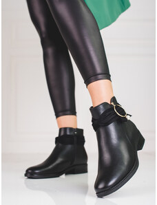 Luxusné čierne dámske členkové topánky na plochom podpätku