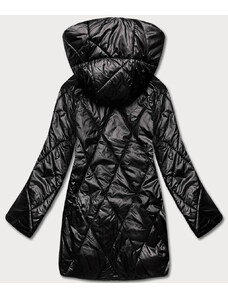 S'WEST Čierna dámska bunda s ozdobnou kapucňou (B8126-1)