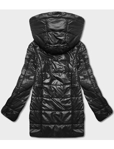 S'WEST Čierna dámska bunda s asymetrickým zipsom (B8087-101)