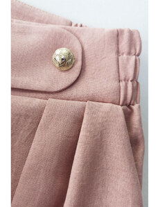 B252 Široké nohavice s ozdobnými gombíkmi - ružové