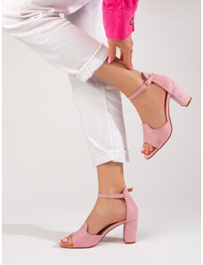 W. POTOCKI Módne sandále dámske ružové na širokom podpätku