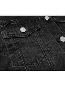 P.O.P. SEVEN Čierna dámska džínsová bunda s pretrhnutiami (POP5910-K)