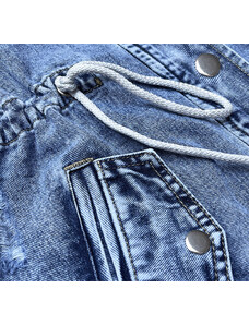 P.O.P. SEVEN Svetlo modrý džínsový prehoz cez oblečenie s kapucňou (POP7011-K)