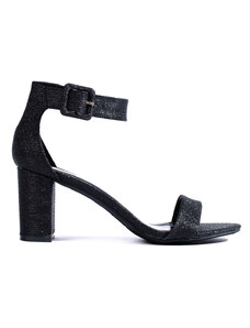 Dizajnové sandále čierne dámske na širokom podpätku