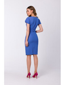 STYLOVE S336 Puzdrové šaty s opaskom - modré