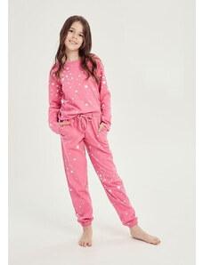Taro Zateplené dievčenské pyžamo Erika ružové pre staršie deti
