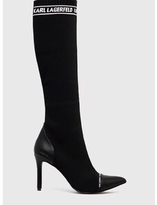 Vysoké čižmy Karl Lagerfeld PANDARA dámske, čierna farba, na vysokom podpätku