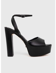 Kožené sandále Guess RHINNAE2 čierna farba, FL7H2N LEA03