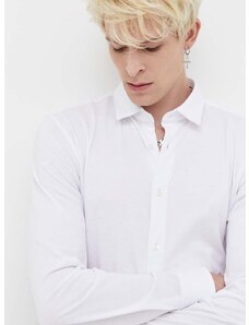 Bavlnená košeľa HUGO pánska,biela farba,slim,s klasickým golierom,50494515