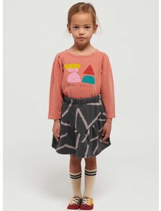 Dievčenská bavlnená sukňa Bobo Choses šedá farba, mini, áčkový strih