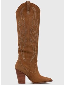 Semišové kovbojské topánky Steve Madden Lasso dámske, hnedá farba, na podpätku, SM11002718