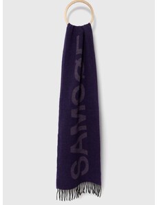 Vlnený šál Samsoe Samsoe fialová farba, vzorovaný