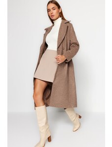 Trendyol Collection Norkový oversize široký strih dlhý vlnený kašmírový kabát