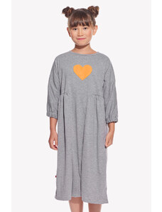 Piskacie Dievčenské šaty so srdiečkom, farba sivá, veľkosť 158