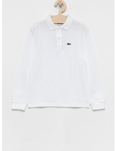 Detská bavlnená košeľa s dlhým rukávom Lacoste biela farba, jednofarebná