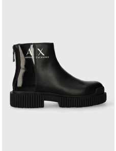Členkové topánky Armani Exchange dámske, čierna farba, na platforme, XDM009.XV742.K001