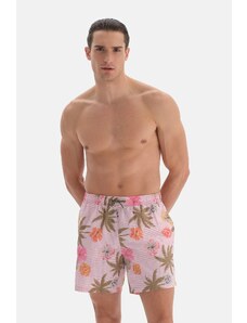 Dagi Pink Striped Floral Des. Medium Shorts