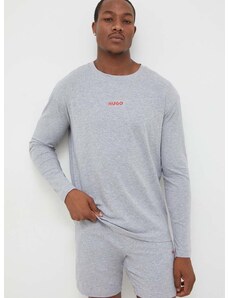 Tričko s dlhým rukávom HUGO šedá farba,s potlačou,50502399