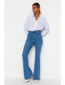 Trendyol Collection Svetlomodré džínsy s vysokým pásom s vysokým pásom