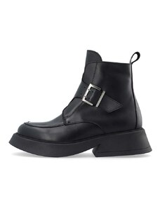 Kožené členkové topánky Bianco BIAHAILEY dámske, čierna farba, na plochom podpätku, 11300623