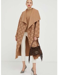 Obojstranný vlnený kabát Karl Lagerfeld hnedá farba, prechodný, oversize
