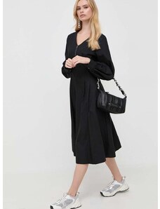 Bavlnené šaty Karl Lagerfeld čierna farba, mini, áčkový strih
